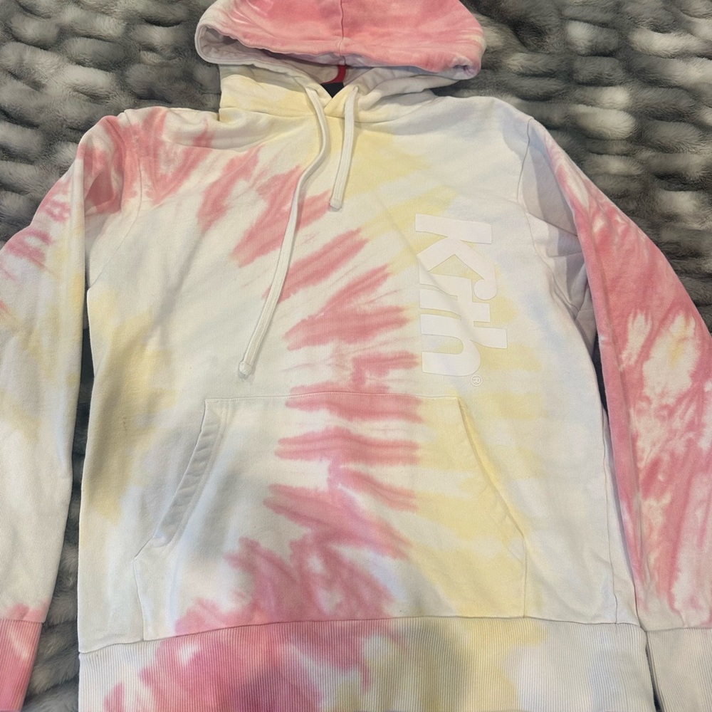KITH Pink and Yellow Tie-Dye Hoodie